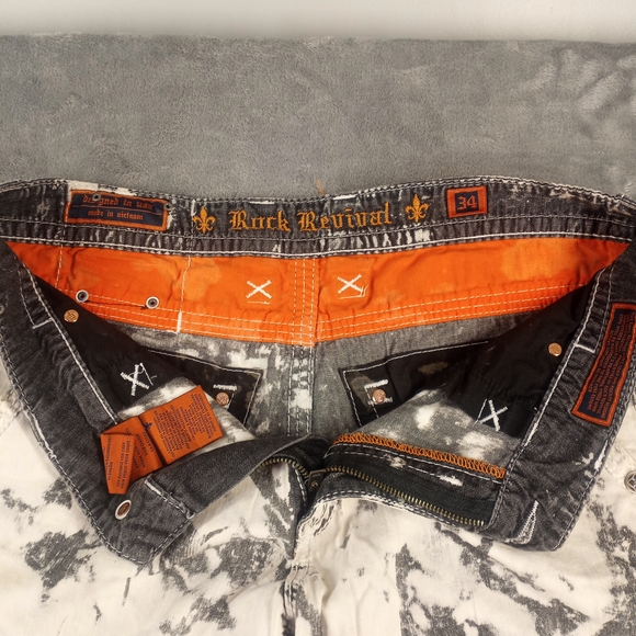 ROCK REVIVAL Algodon Straight Shorts  Mens Size 34 Gray & White  Acid Wash - Picture 4 of 14